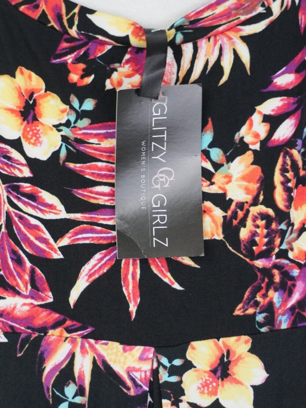 NWT Maxi Dress with Pockets Glitzy Girlz Womens XL Floral Hawaiian Beach Soft - Picture 4 of 6